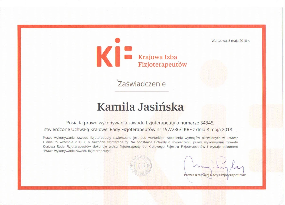 certyfikat KIF