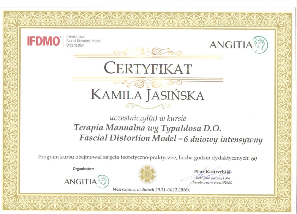 certyfikat terapia manualna